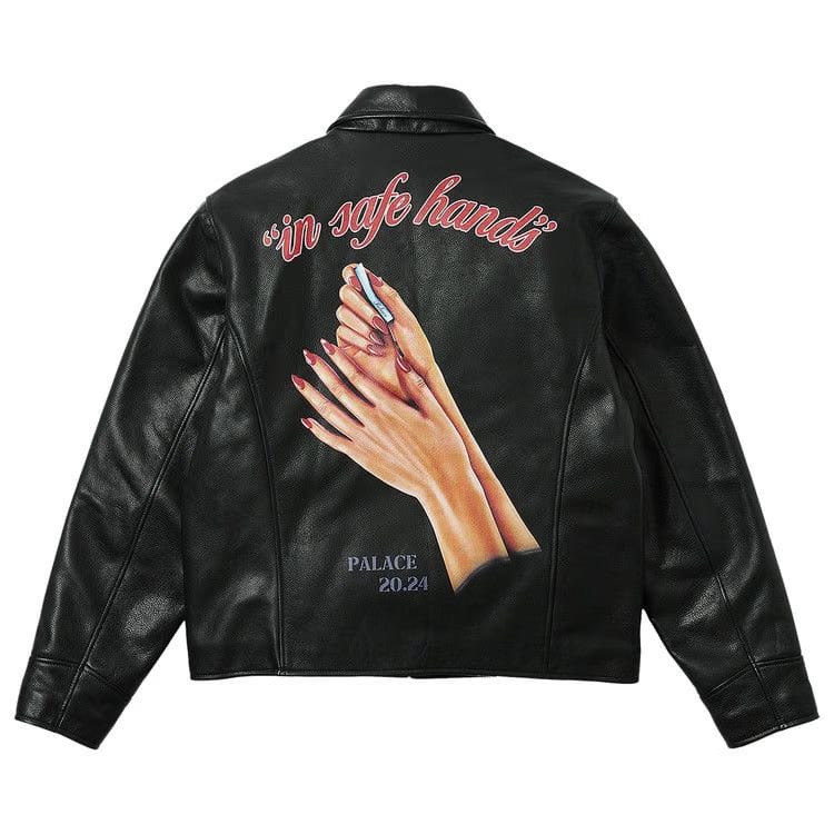 Palace Safe Hands Leather Jacket Black