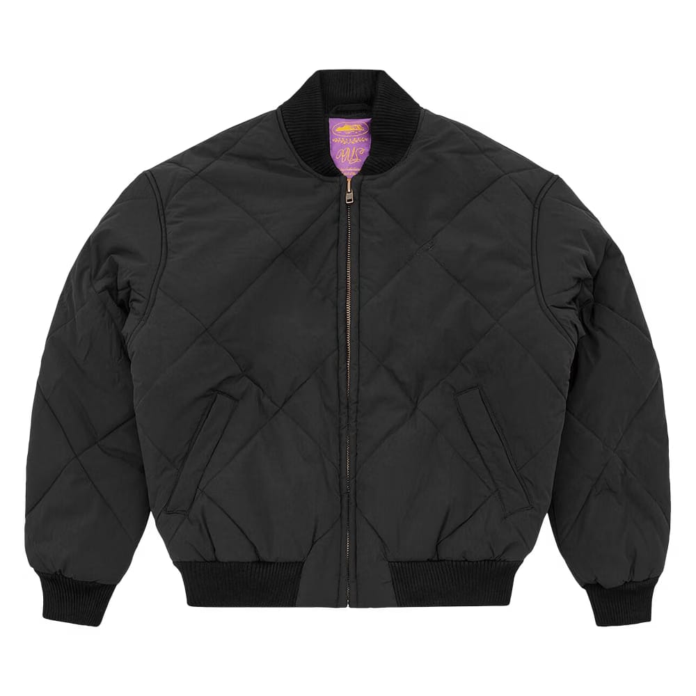 Corteiz CRTZ Olde English Quilted Bomber Jacket Black