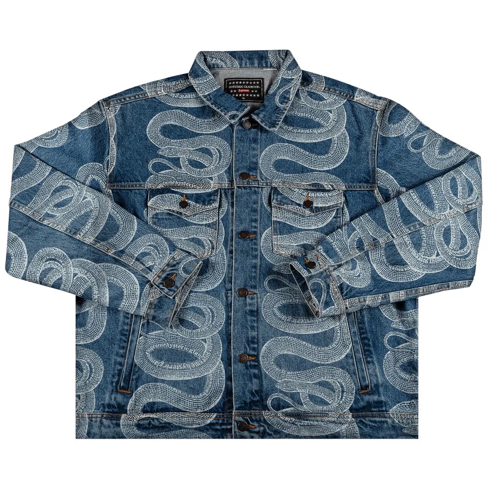 Supreme x Hysteric Glamour Snake Denim Trucker Jacket Blue