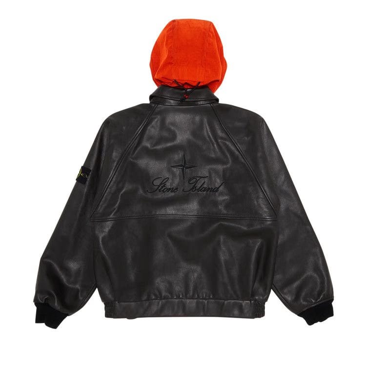 Supreme x Stone Island Leather Bomber Jacket Black