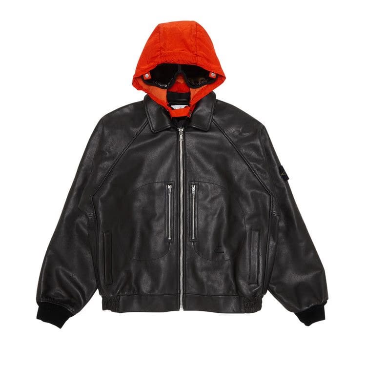 Supreme x Stone Island Leather Bomber Jacket Black