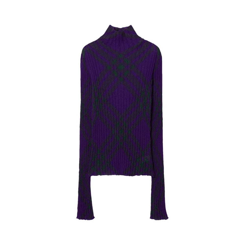 Burberry Check Mohair Blend Sweater Royal