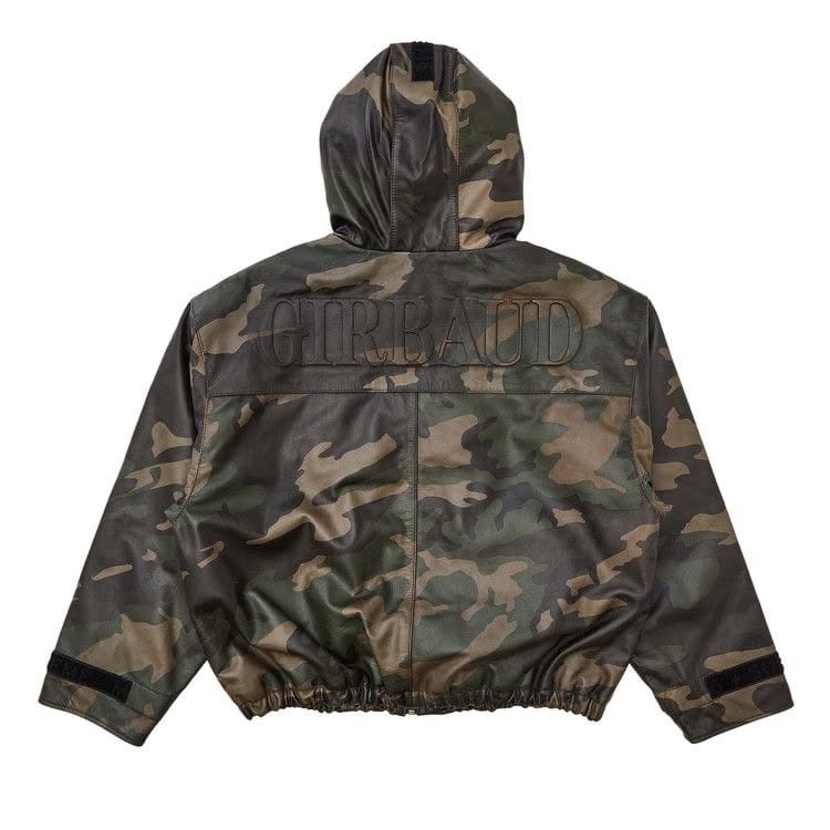 Supreme x Martithé + François Girbaud Hooded Leather Flight Bomber Jacket Woodland Camo