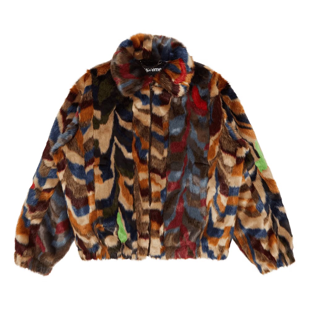 Supreme Multicolor Faux Fur Bomber Jacket Multicolor