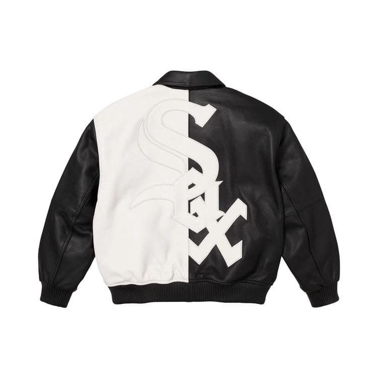 Supreme x Chicago White Sox Leather Varsity Jacket Black