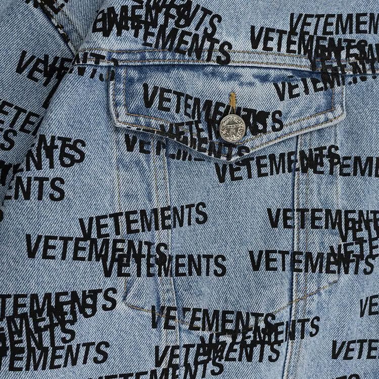 Vetements Stamped Logo Denim Jacket Blue