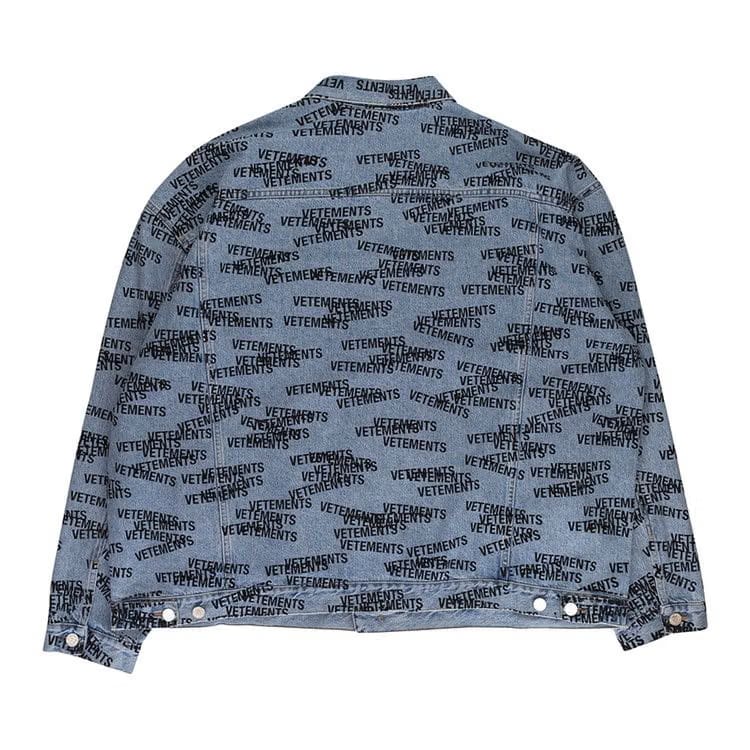 Vetements Stamped Logo Denim Jacket Blue