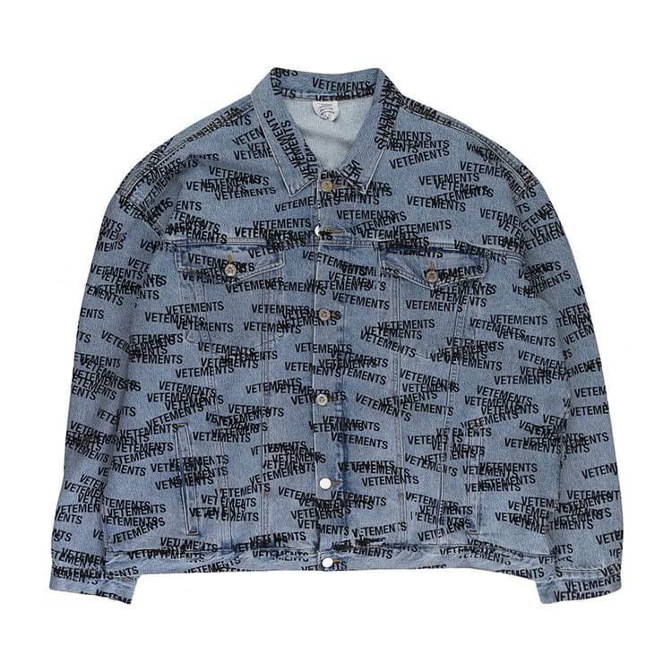 Vetements Stamped Logo Denim Jacket Blue