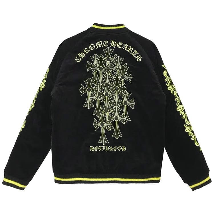 Chrome Hearts Matty Boy Flaming Youth Reversible Bomber Jacket Black/Yellow