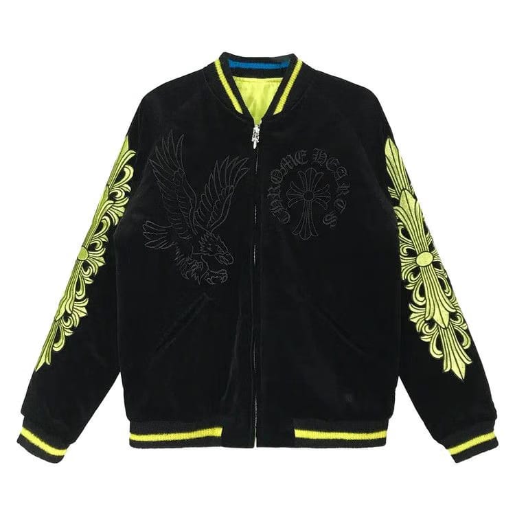 Chrome Hearts Matty Boy Flaming Youth Reversible Bomber Jacket Black/Yellow