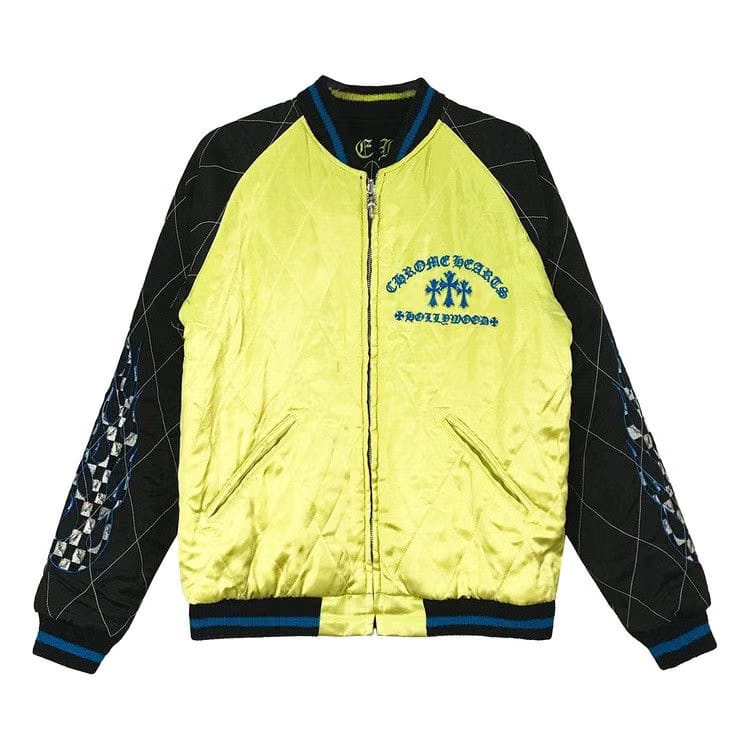 Chrome Hearts Matty Boy Flaming Youth Reversible Bomber Jacket Black/Yellow