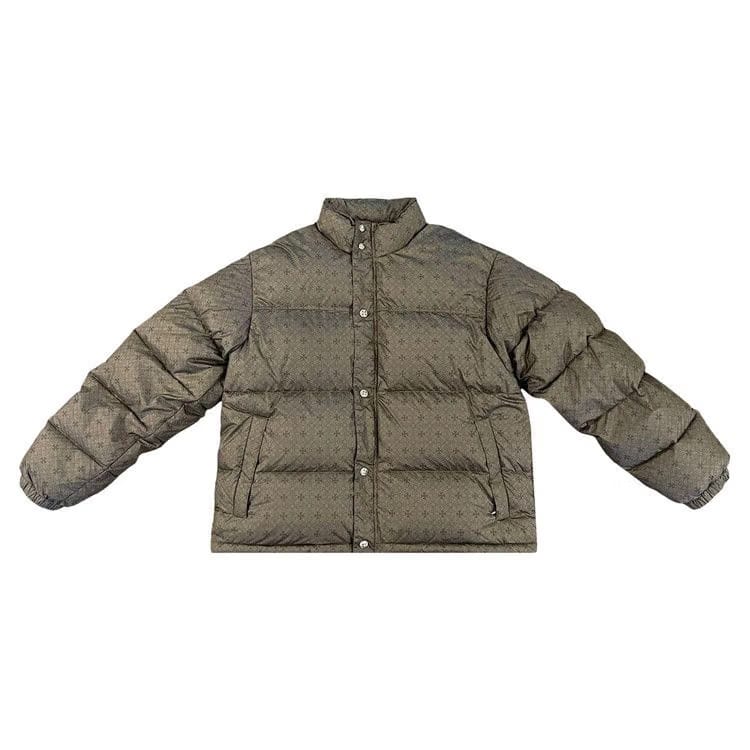Chrome Hearts Monogram Print Puffer Jacket Olive