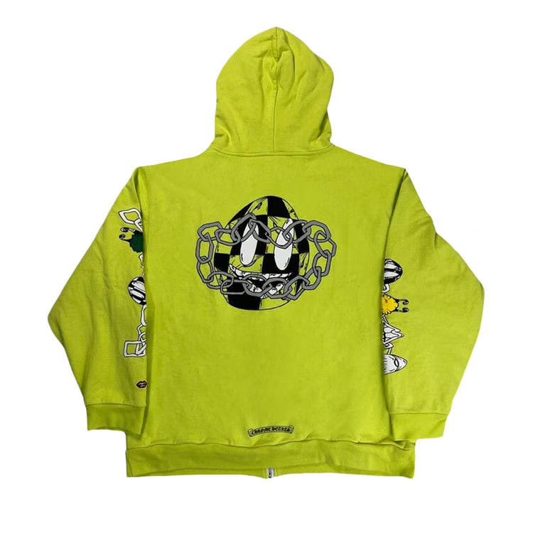 Chrome Hearts Matty Boy Link Zip Up Hoodie Lime Green