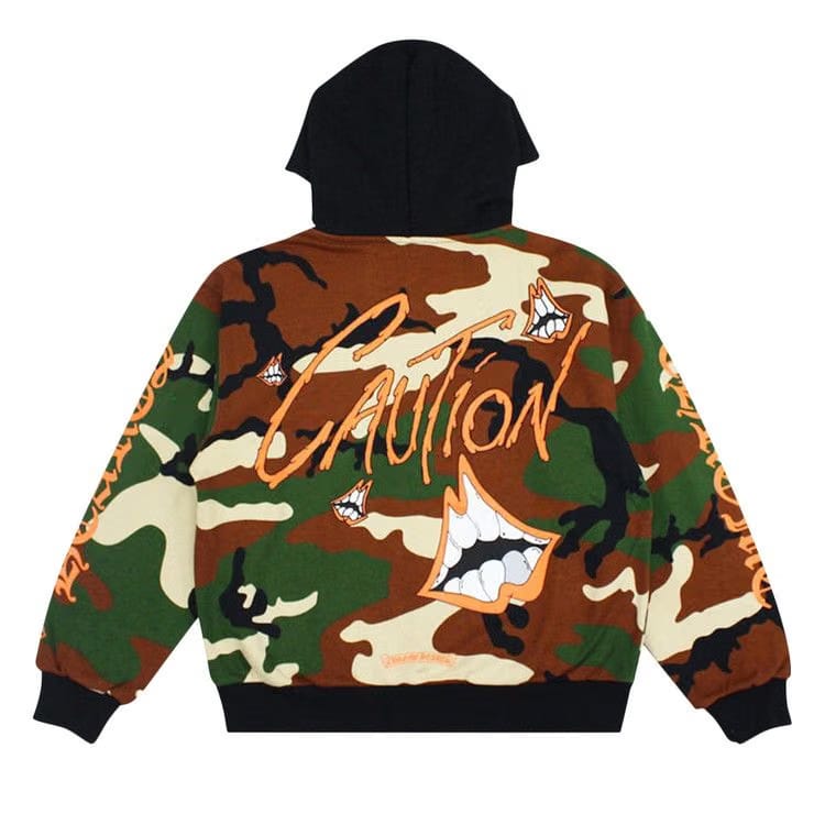Chrome Hearts Matty Boy Caution Zip Up Hoodie Camo