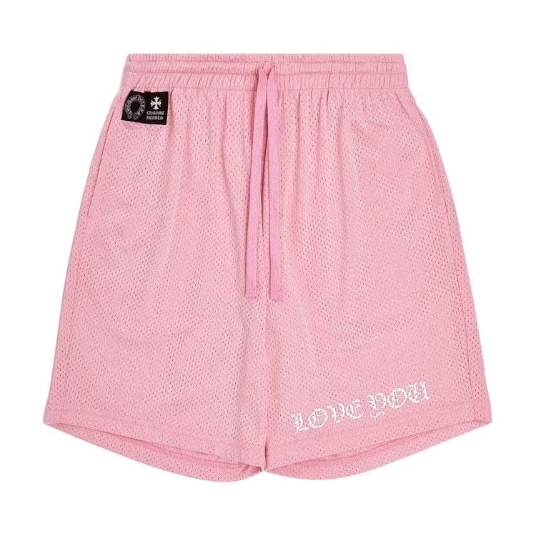 Chrome Hearts Love You Mesh Varsity Shorts Pink