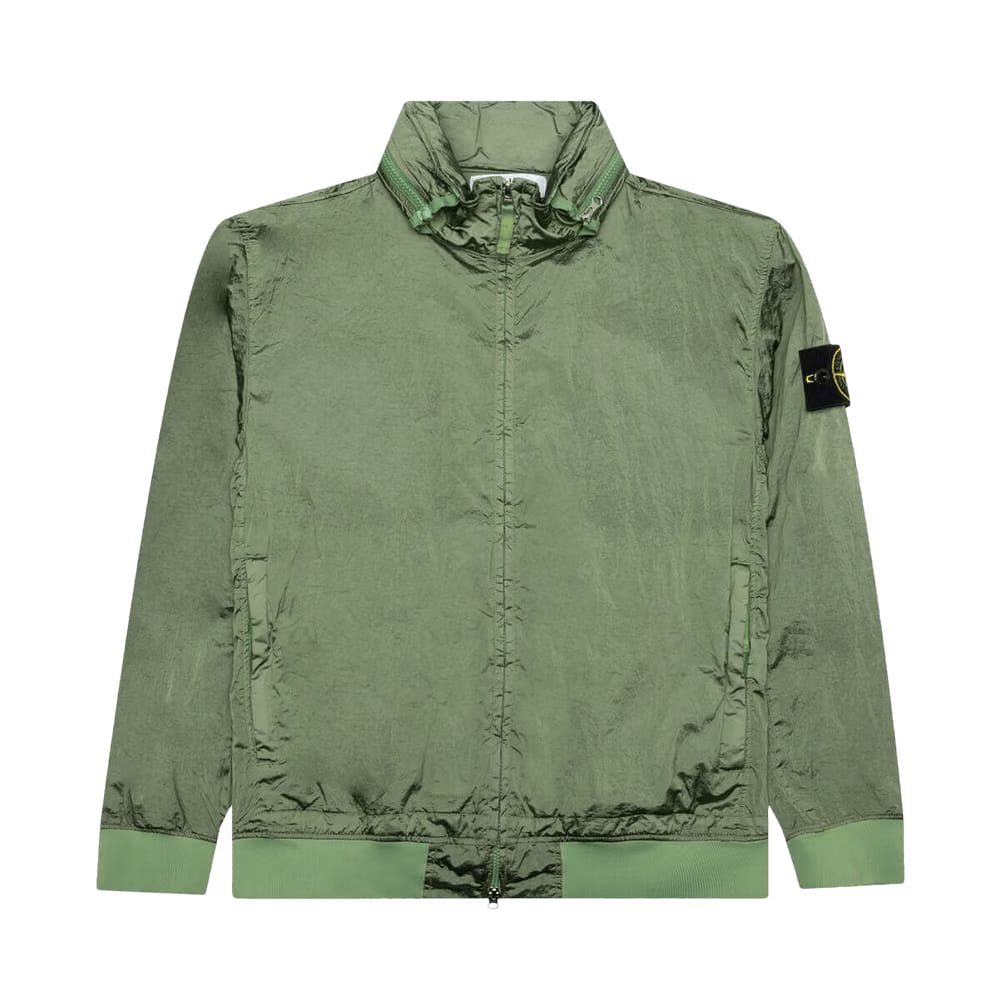 Stone Island Waffen Patch Foldable Hooded Zip Up Jacket Sage