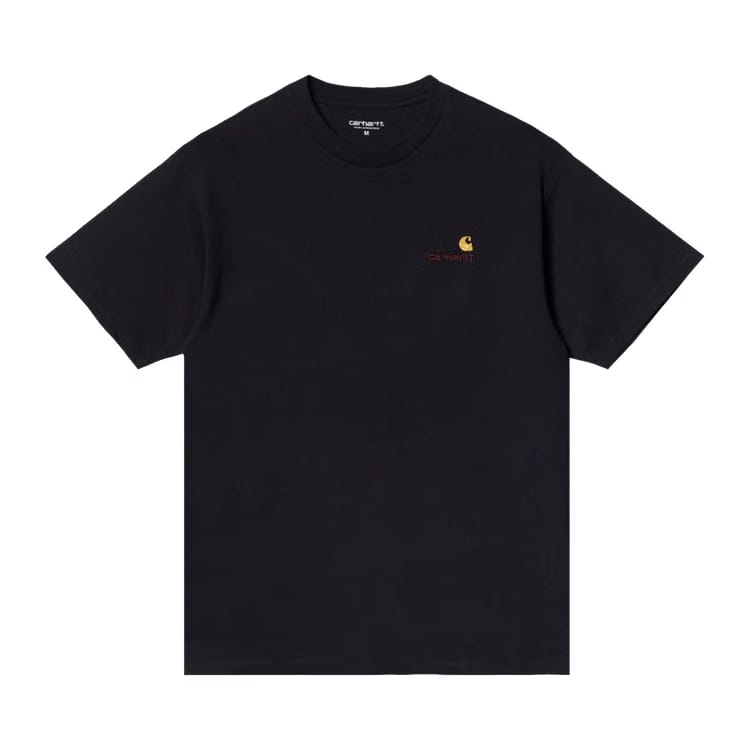 Carhartt WIP American Script Shorts-Sleeve T-Shirt Black