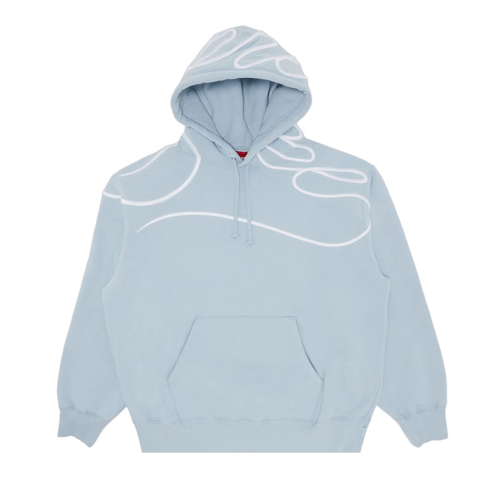 Supreme Shoulder Script Hoodie Light Blue