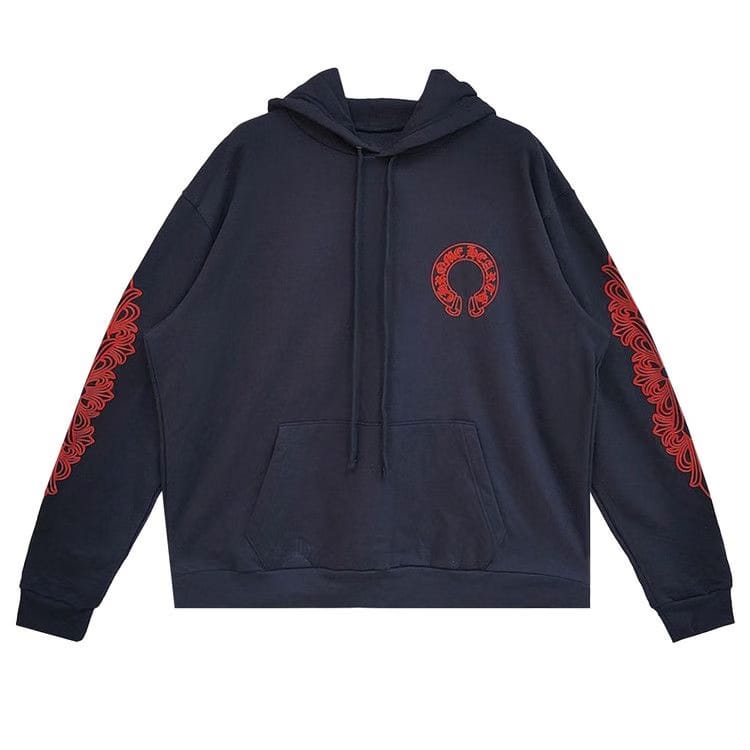 Chrome Hearts Horseshoe Floral Hoodie Navy/Red
