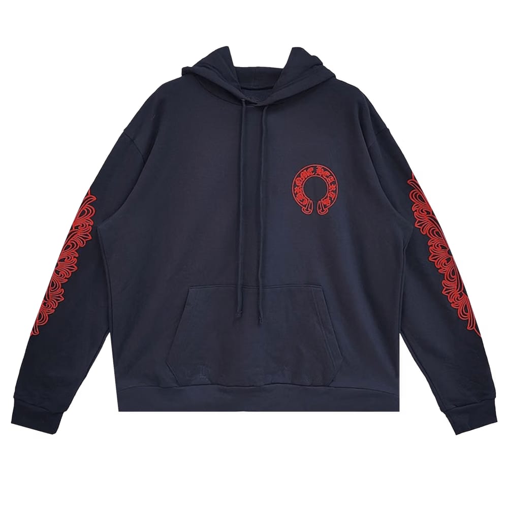 Chrome Hearts Horseshoe Floral Hoodie Navy/Red
