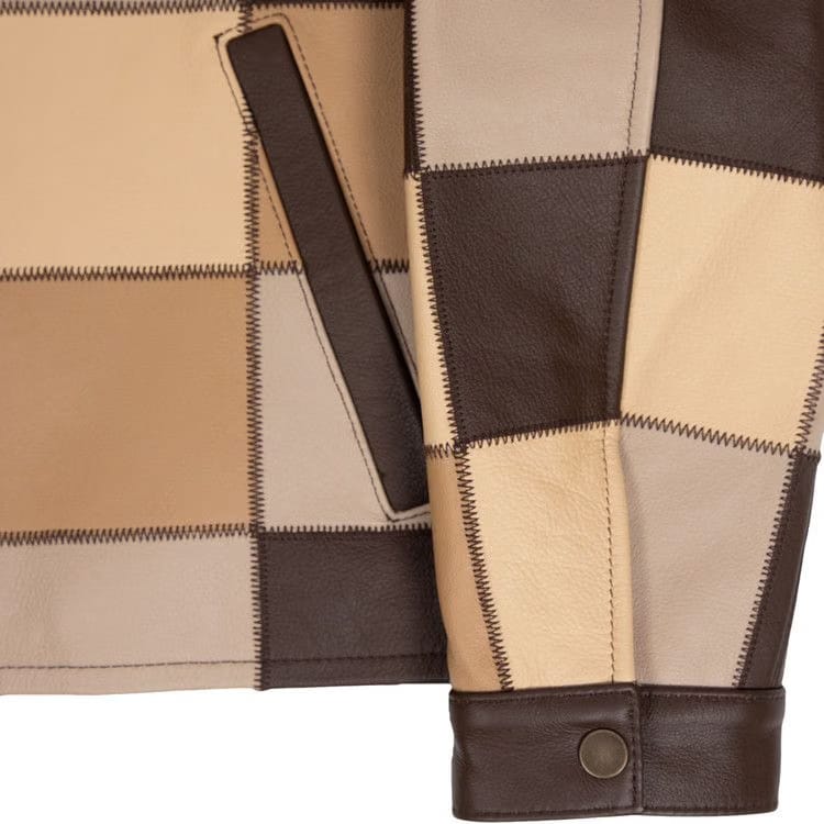 GOLF WANG Leather Patchwork Jacket Brown Combo