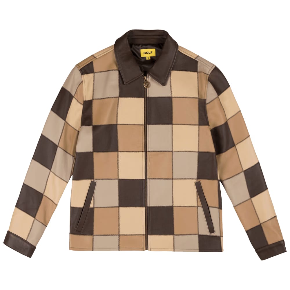 GOLF WANG Leather Patchwork Jacket Brown Combo