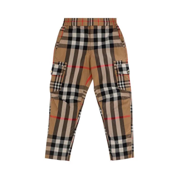 Burberry Kids Mixed Vintage Check Cargo Trousers Archive Beige