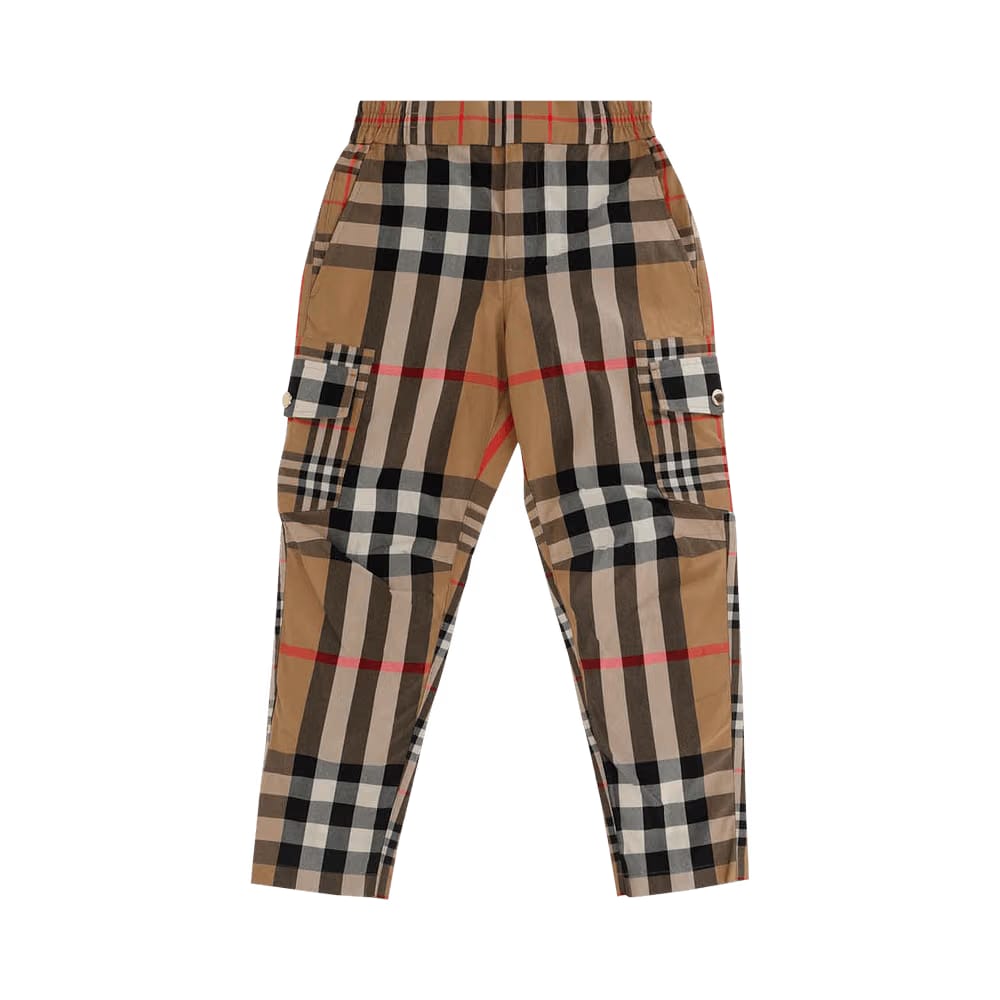 Burberry Kids Mixed Vintage Check Cargo Trousers Archive Beige