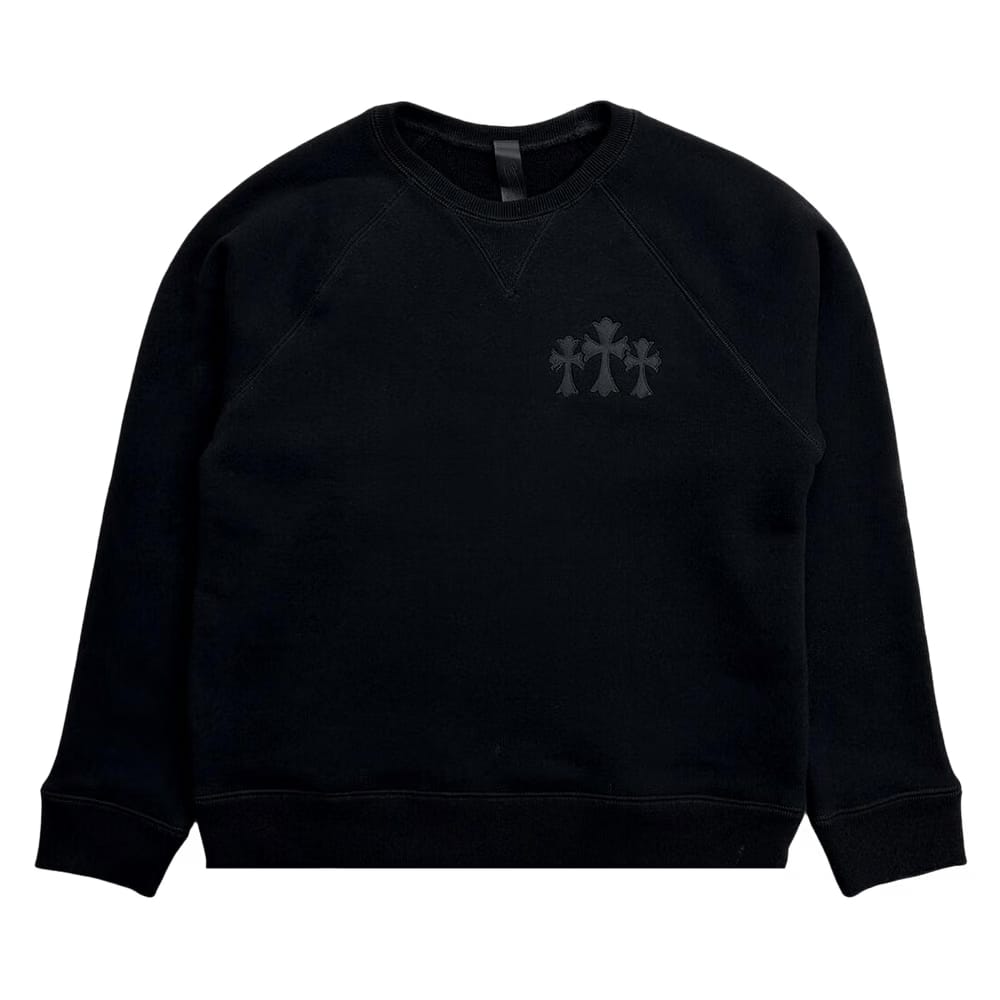 Chrome Hearts 711 Cemetery Cross Nylon CH Crewneck Sweater Black