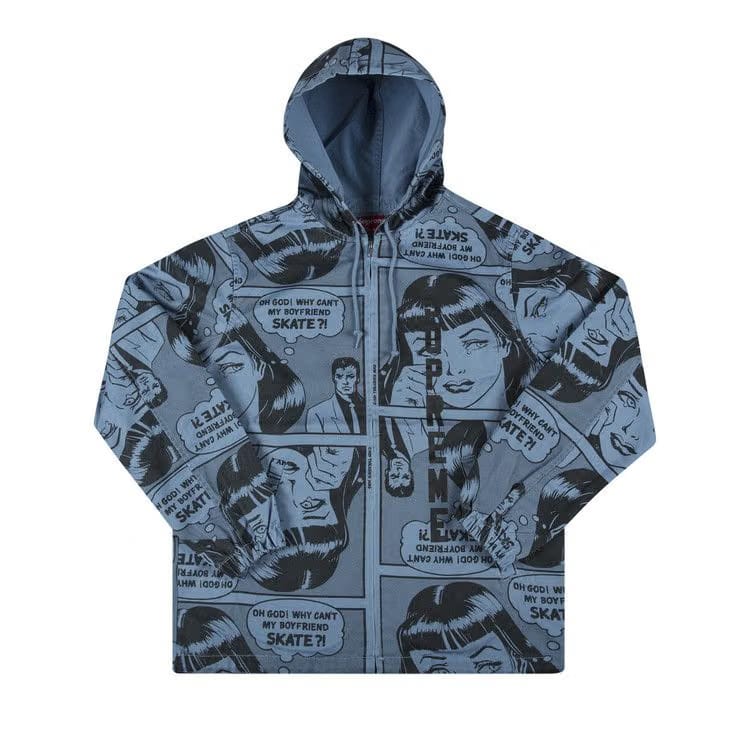 Supreme x Thrasher Boyfriend Hooded Zip Up Jacket Blue