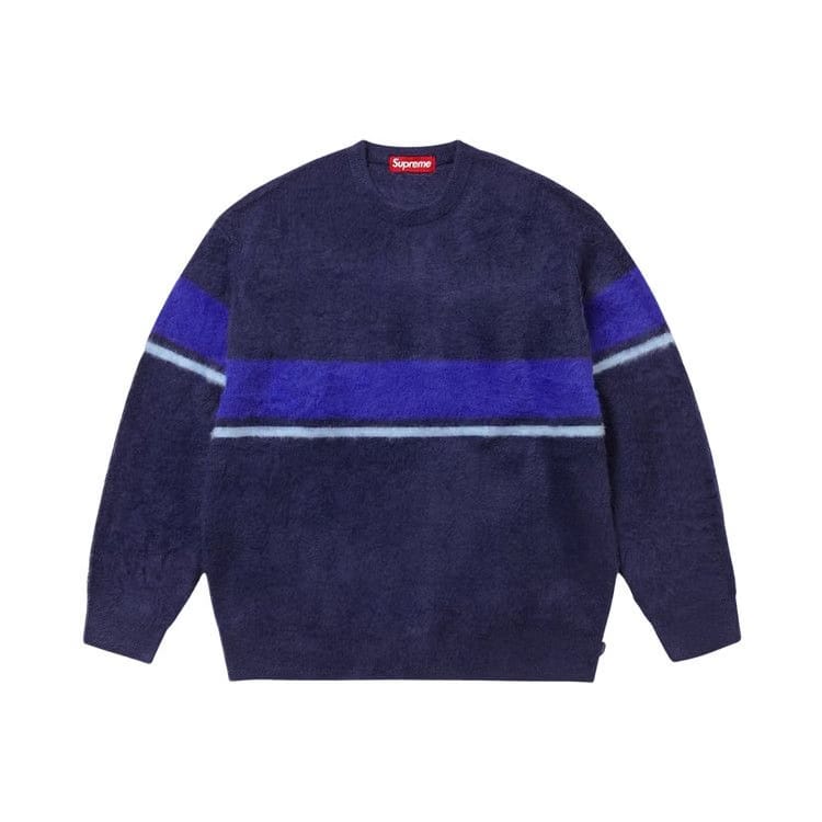 Supreme Brushed Stripe Sweater Navy