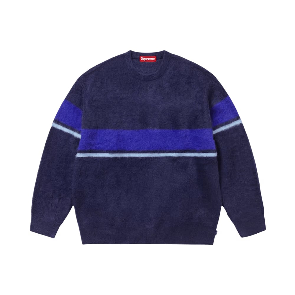 Supreme Brushed Stripe Sweater Navy