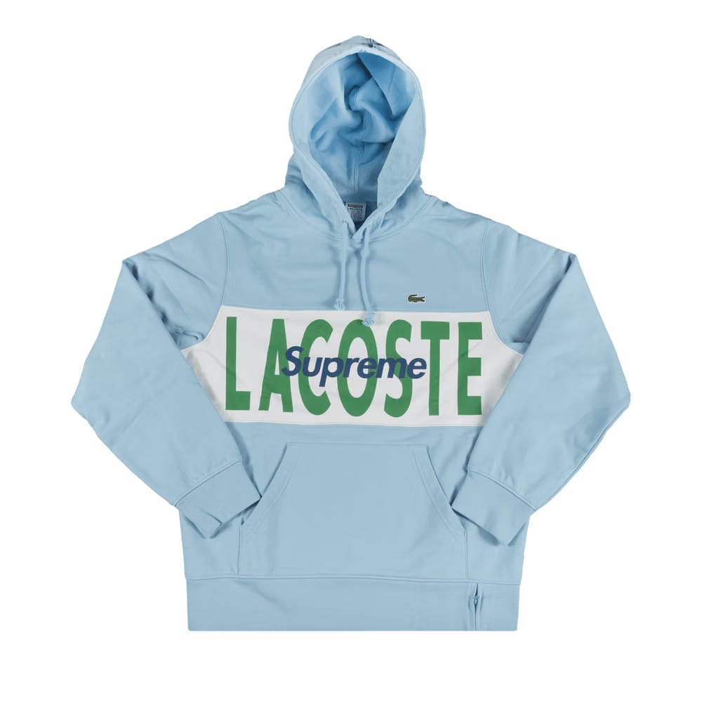 Supreme x Lacoste Logo Panel Hoodie Light Blue