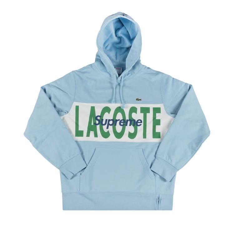Supreme x Lacoste Logo Panel Hoodie Light Blue