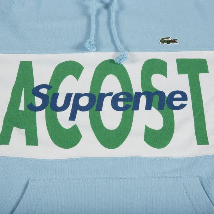 Supreme x Lacoste Logo Panel Hoodie Light Blue
