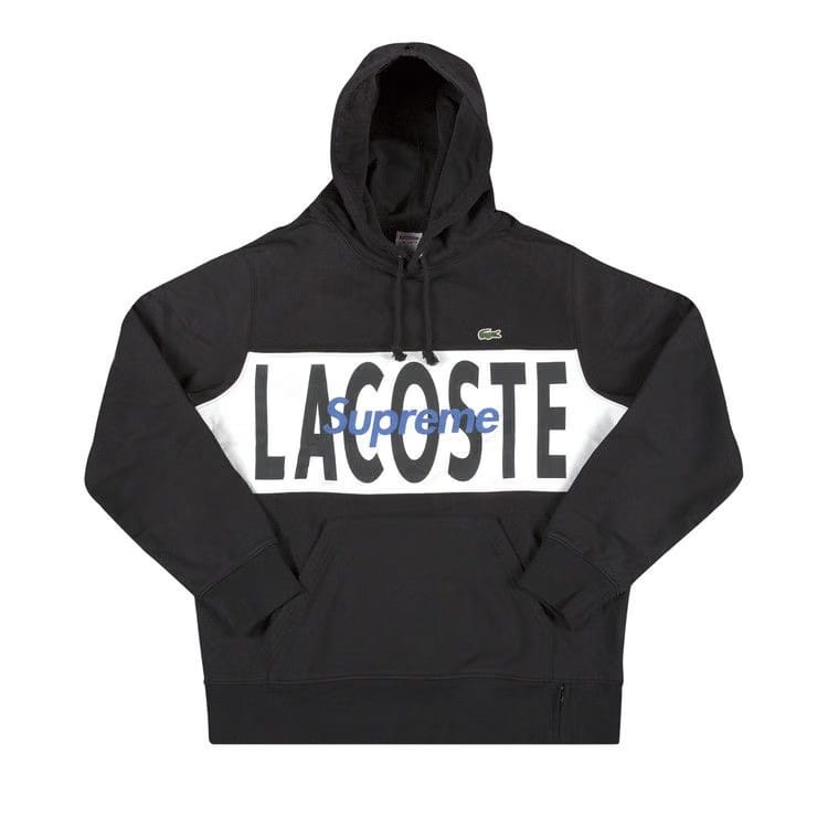 Supreme x Lacoste Logo Panel Hoodie Black