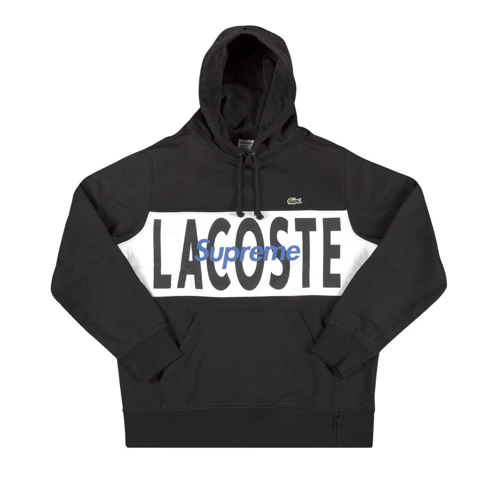 Supreme x Lacoste Logo Panel Hoodie Black