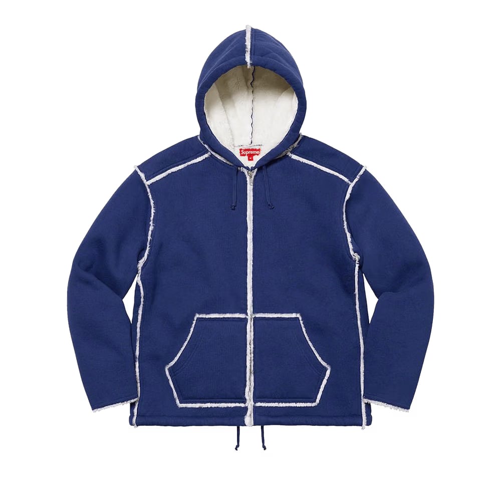 Supreme Faux Shearling Hooded Jacket Bright Navy