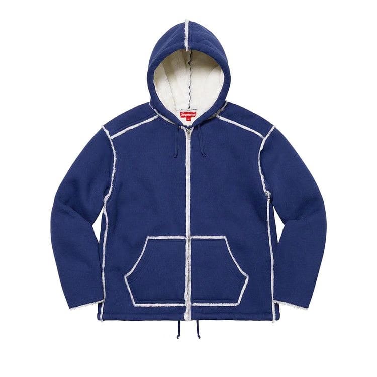 Supreme Faux Shearling Hooded Jacket Bright Navy