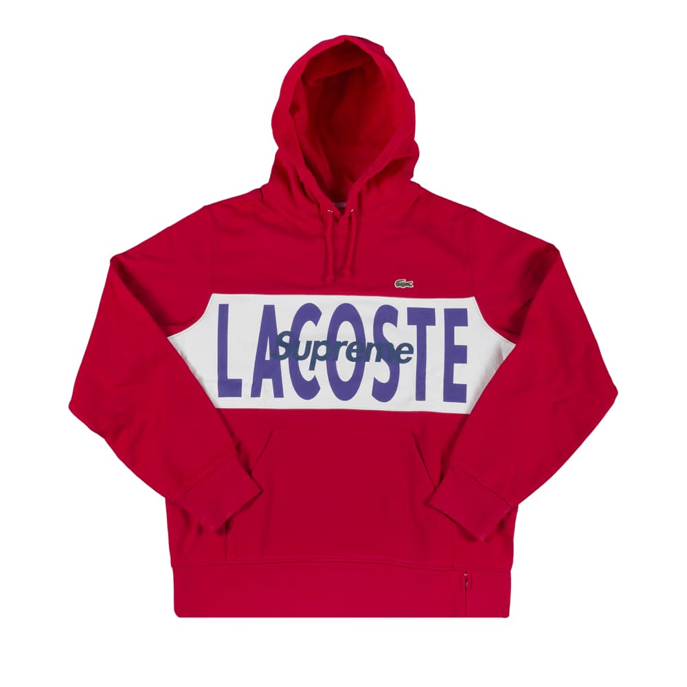 Supreme x Lacoste Logo Panel Hoodie Red