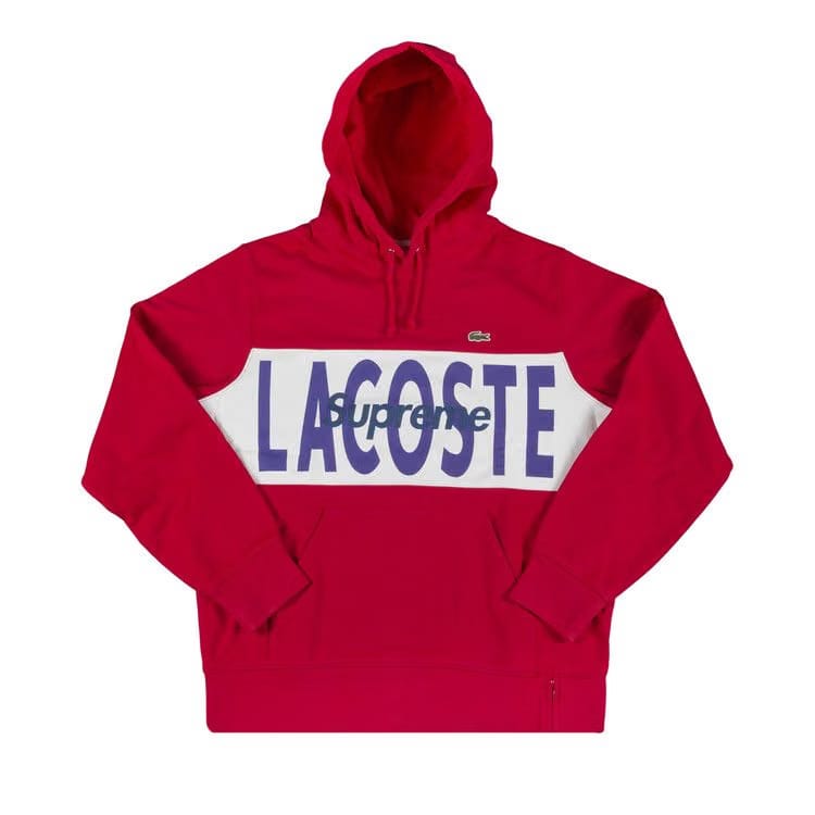 Supreme x Lacoste Logo Panel Hoodie Red
