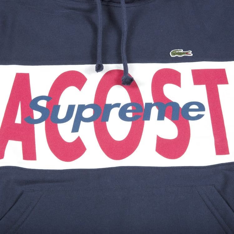 Supreme x Lacoste Logo Panel Hoodie Navy