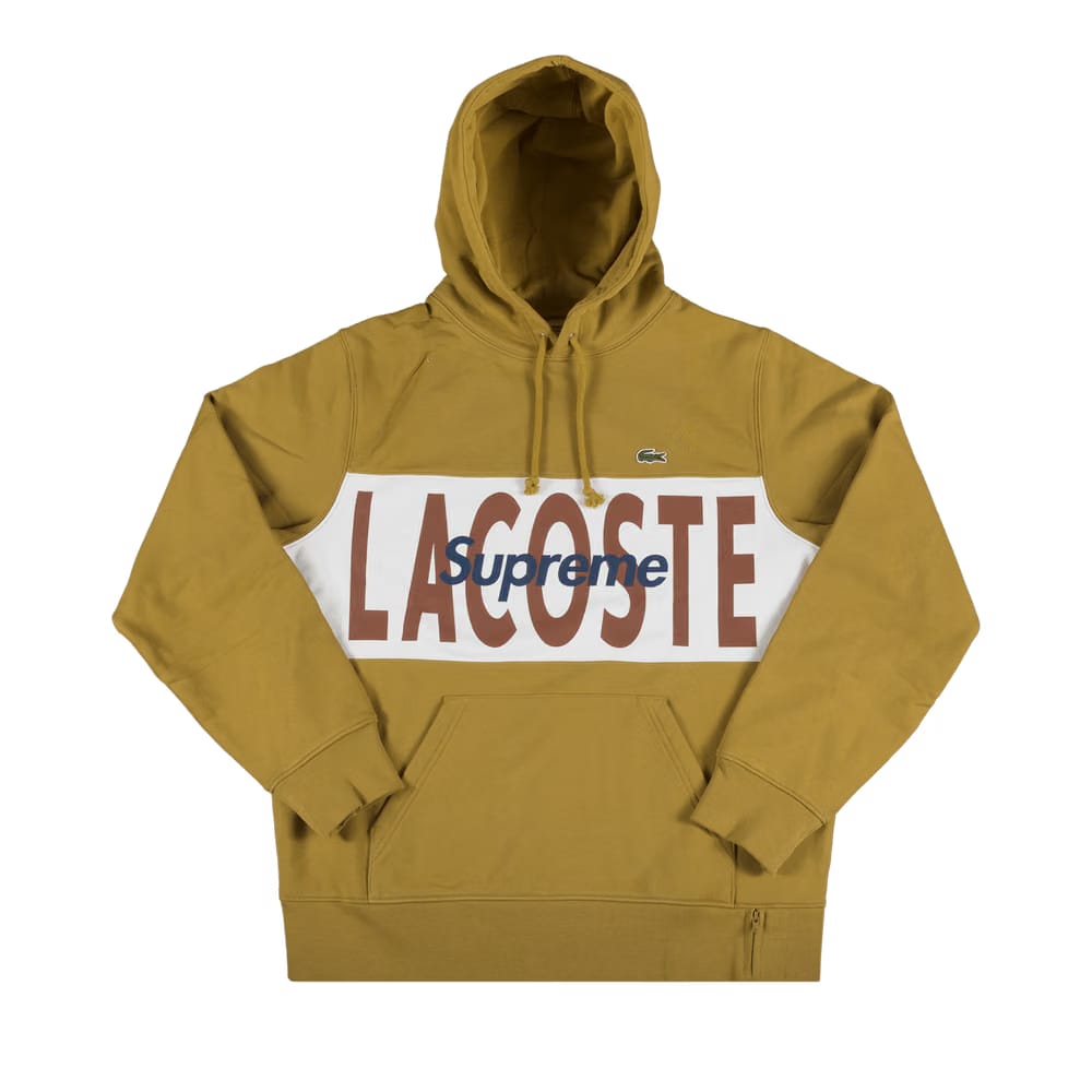 Supreme x Lacoste Logo Panel Hoodie Gold