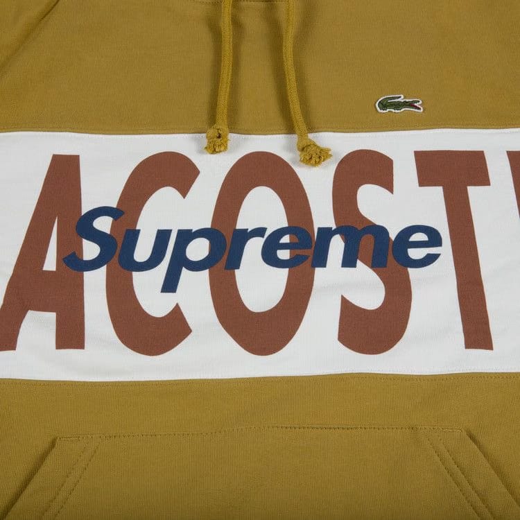 Supreme x Lacoste Logo Panel Hoodie Gold