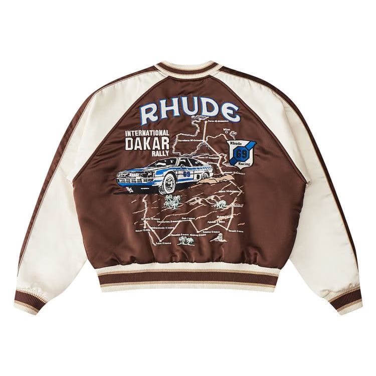 Rhude Crepe Satin Souvenier Jacket Brown/Cream
