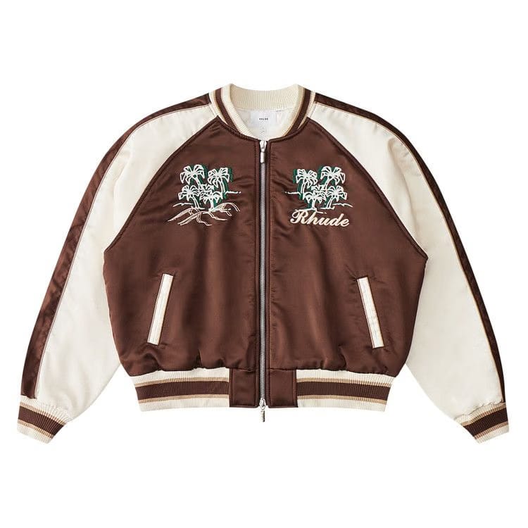 Rhude Crepe Satin Souvenier Jacket Brown/Cream