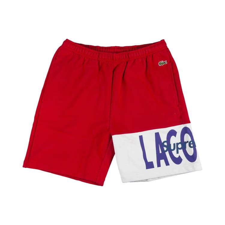Supreme x Lacoste Logo Panel Sweatshort Red