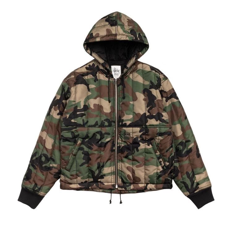 Stussy Quilted Nylon Work Jacket Woodland Camo