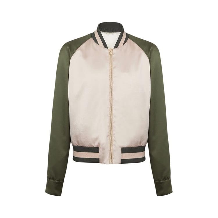 Balmain Signature Satin Bomber Ivory/Khaki