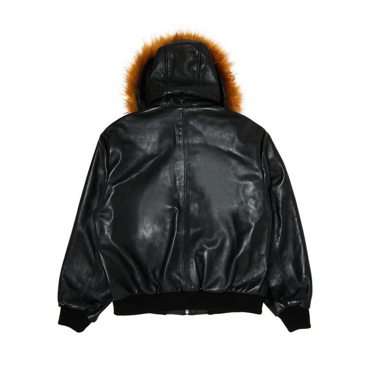 Supreme x Schott Hooded Leather Bomber Jacket Black